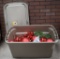Large Plastic Tote Full Of Christmas Ornaments