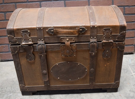 Leather Covered Steamer Trunk