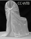 Plastic Tote Full of White Satin Chair Covers