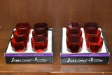 2 Red Glass Candle Votive Sets