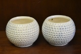 2 White Ceramic Flower Pots