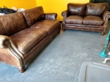 Leather Riveted Sofa And Love Seat
