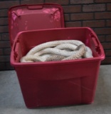 Plastic Tote Full of Large Ships Rope
