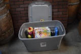 Large Plastic Tote Full Of NEW Toys And Games