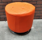 Modern Tufted Leather Swivel Ottoman
