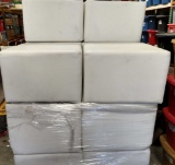 2 Modern White Leather Ottomans