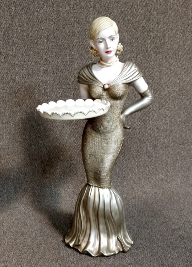 Lady Butler Sculpture Statue With Tray