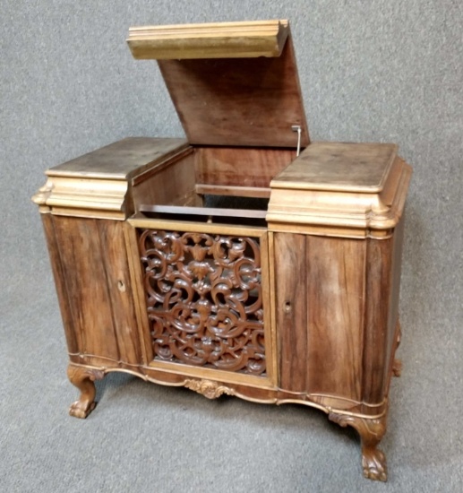 Antique Hand Carved Phonograph Cabinet