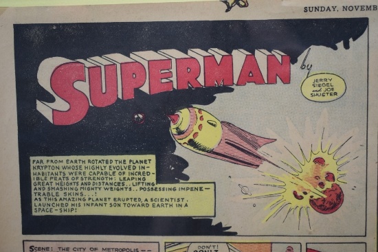 Framed 1939 Superman Newspaper Comic