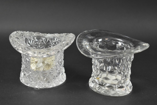 2 Vintage Pressed Glass Toothpick Holders