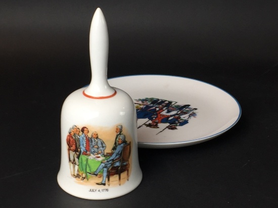 Porcelain Collectors Plate And Hand Bell