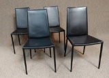 4 Modern Black Leather Chairs