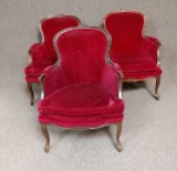 3 Antique Wing Back Upholstered Chair's