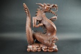 Hand Carved Wood Dragon Sculpture