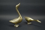 2 Vintage Brass Ducks