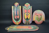 4 Colorful Tribal Wood Masks