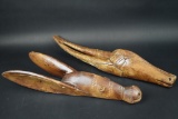 2 Hand Craved Wood Tribal Masks