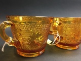 10 Amber Glass Tea Cups