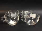 4 Vintage Glass Tea Cups