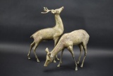 2 Brass Deer Statues