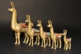5 Brass Llama Figurines