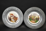 2pc Set of Vintage Pewter Collector Plates