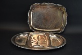 2 Vintage Silver Plated Serving Platters