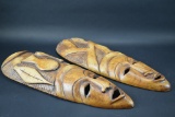 2 Hand Carved Tribal Masks