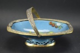 Vintage Hand Painted Brass Basket