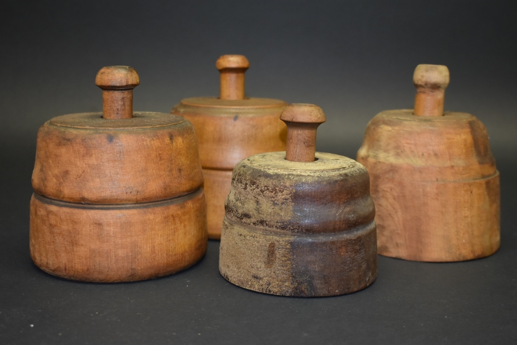 Set of 3 Antique Wooden Butter Molds, Including Carved Swan