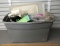 Large Plastic tote full of restaurant supplies