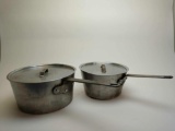 2 Aluminum stock pots with lids