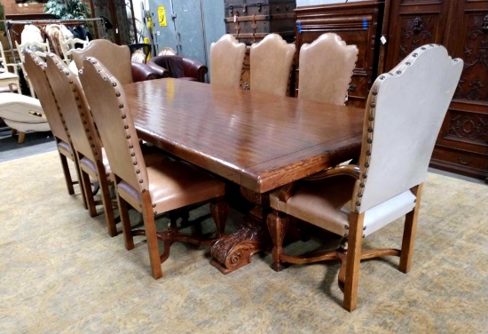 David Michael Solid Walnut Rustic Trestle Dining Table With Chairs