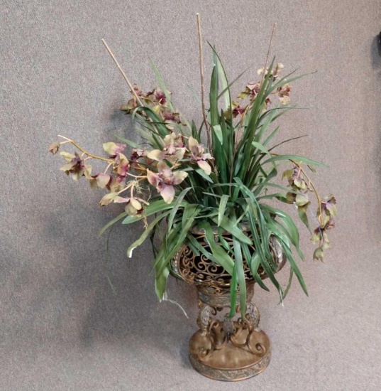 Large artificial plant with decorative metal stand