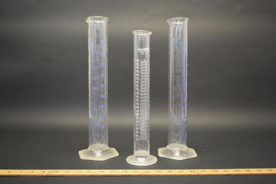 3 Glass Graduated Cylinders