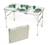 Trademark Innovations Portable Adjustable Lightweight Aluminum Folding Table