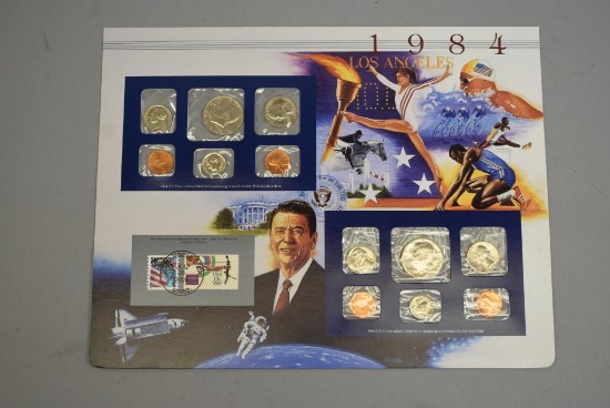 1984 Uncirculated Postal Commemorative Society Coin And Stamp Set