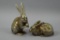 2 Solid Cast Rabbit Figurines