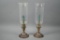 2 Vintage Candle Hurricane Lamps
