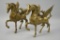 2 Vintage Brass Pegasus Flying Horse Statues