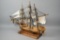 Hand Crafted Wooden Model Ship With Stand