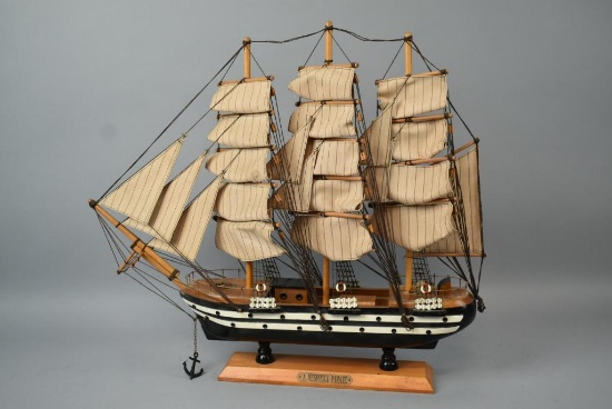 Hand Crafted Wooden Model Pirate Ship With Stand