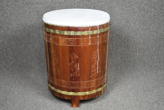 Vintage Wooden Drum Table