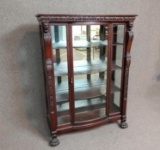 Hand Carved Claw Foot Hutch / Curio Cabinet