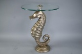 Glass Top Seahorse Accent Table