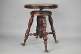 Antique Crystal Ball Claw Foot Piano Stool