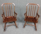 2 Spindle Back Childrens Rocking Chairs