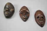 3 Hand Carved Wooden Tribal Masks
