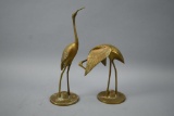 2 Solid Brass Crane Statues