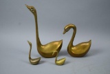 4 Brass Swan Figurines